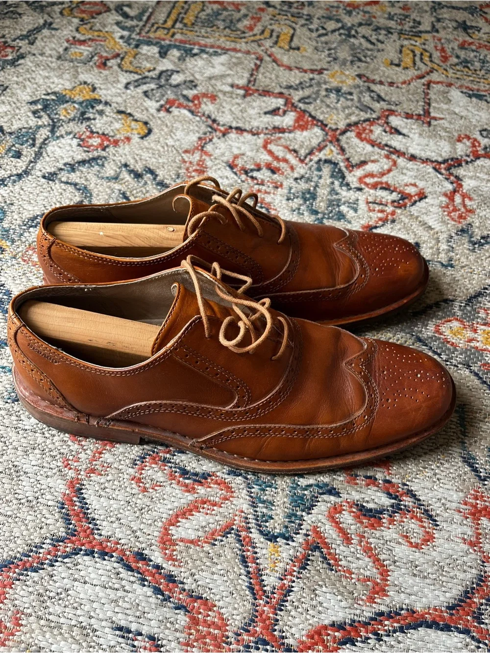 Men's Classic Leather Wingtip Oxfords in Brown 10.5
